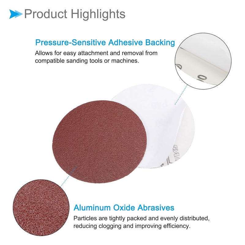 CoCud PSA Sanding Discs, 5 Inch Dia 40 Grits, Self Adhesive Sticky-Back Sandpaper - (Applications: for Woodworking Metal Finishing), 10-Pieces - Image 4